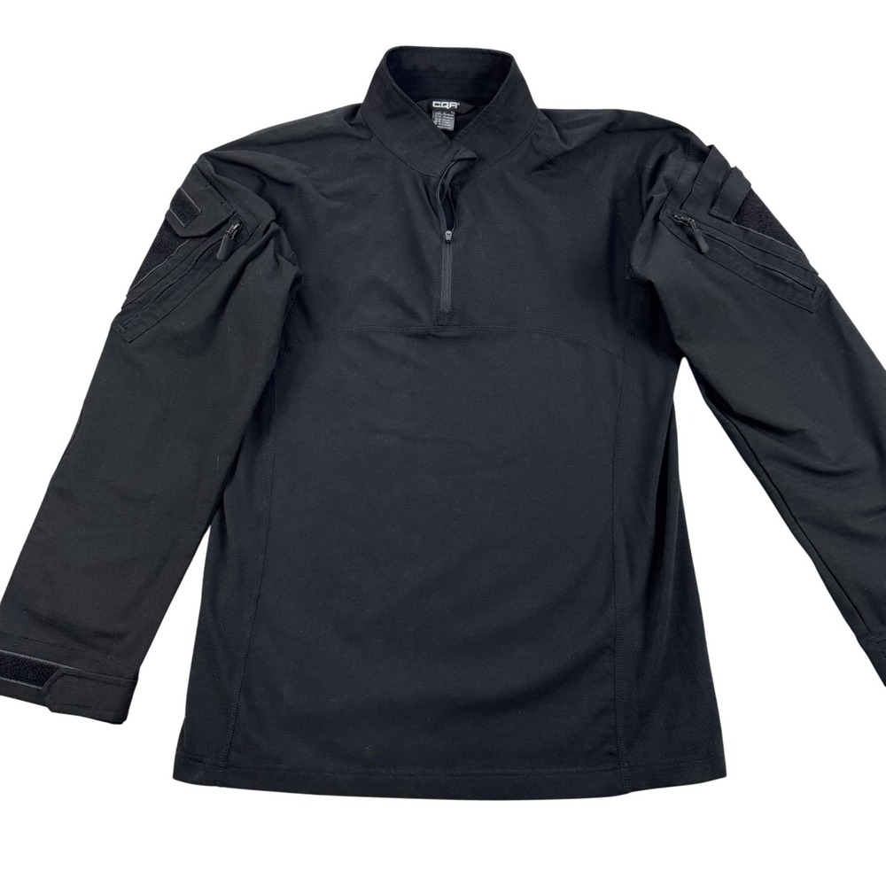 CQR Tactical Combat Military Shirt Mens Medium Black 1/4 Zip Long Sleeve Pockets